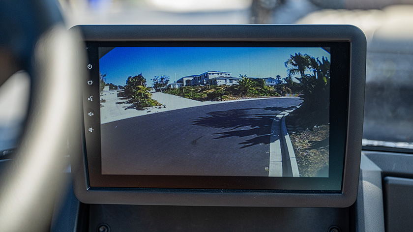 Backup camera view on the Express 6 screen part of the technology package