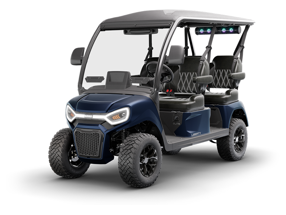 This E-Z-GO Liberty 4F is a four forward facing seat electric golf cart