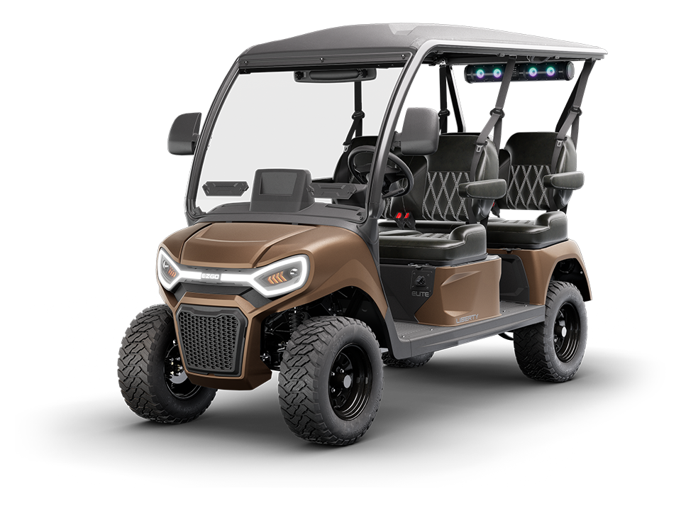 This E-Z-GO Liberty 4F is a four forward facing seat electric golf cart