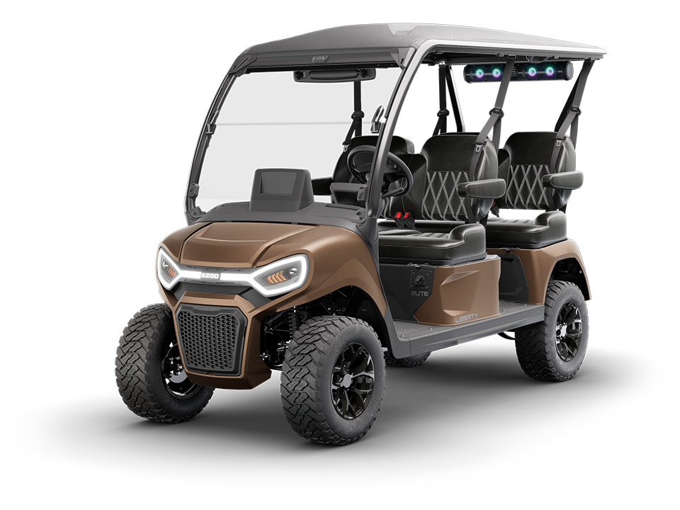 This E-Z-GO Liberty 4F is a four forward facing seat electric golf cart