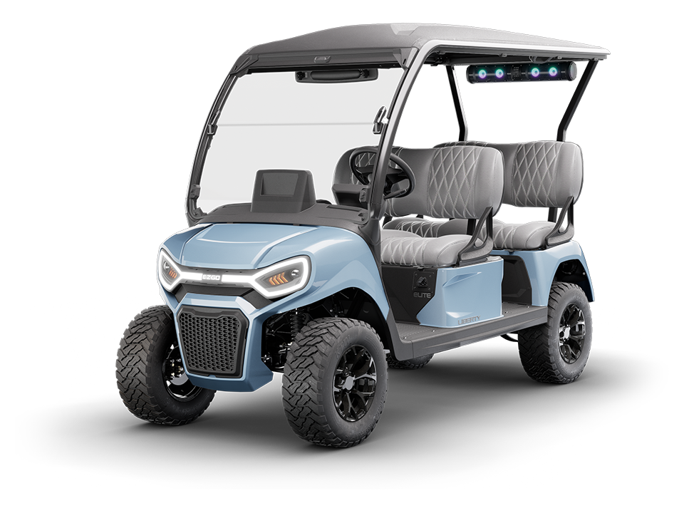 This E-Z-GO Liberty 4F is a four forward facing seat electric golf cart