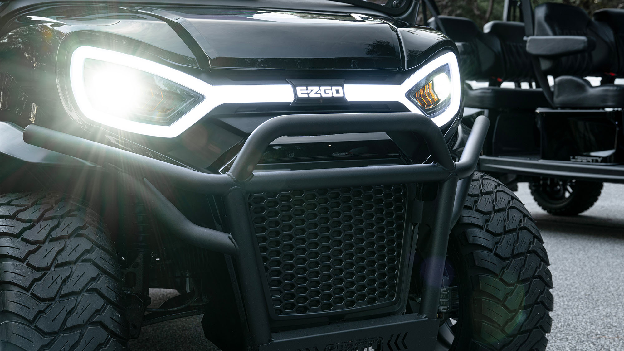 E-Z-GO LED Premium headlights with customizable color options