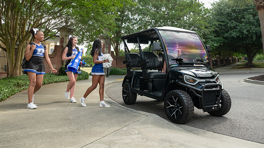E-Z-GO Liberty 4F four-forward facing golf cart with electric powertrain