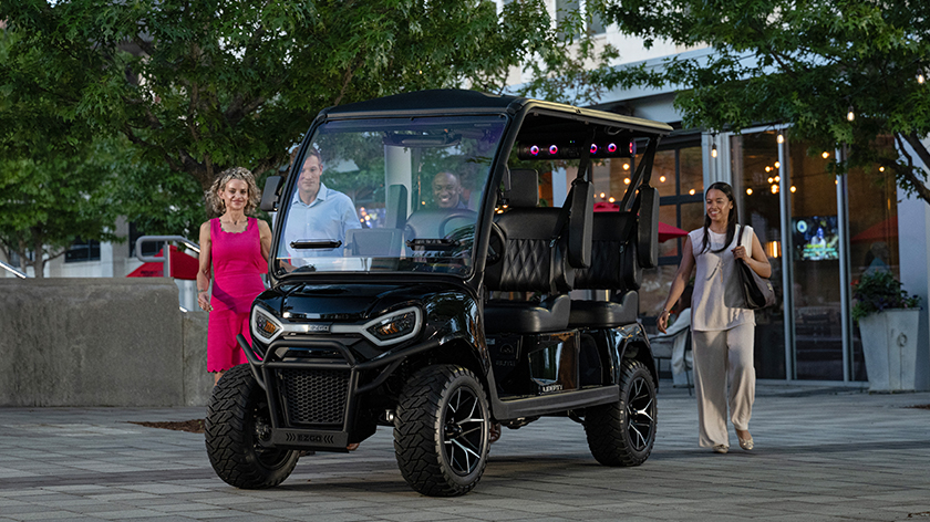 E-Z-GO Liberty 4F electric golf cart with four forward facing seats