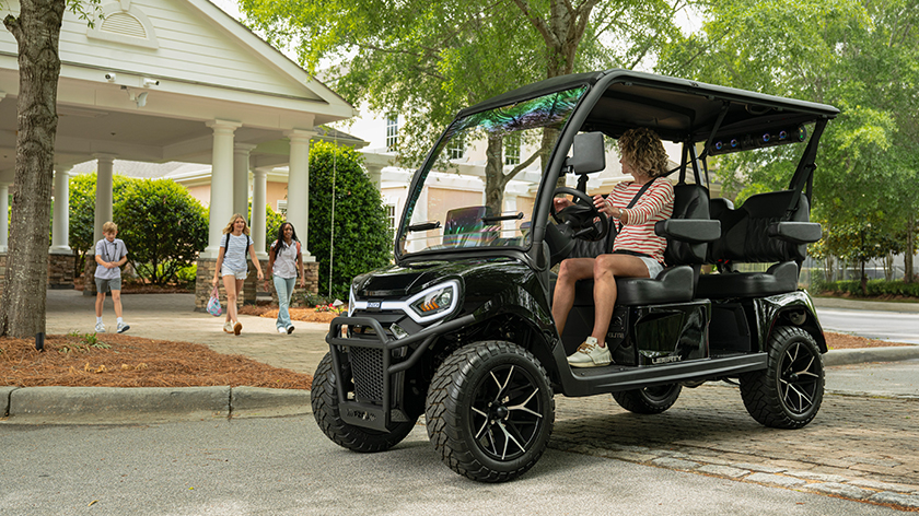 E-Z-GO Liberty 4F with four forward facing seats electric golf cart
