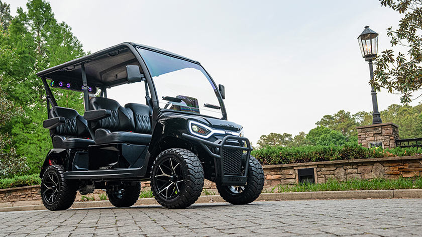 E-Z-GO Liberty 4F electric golf cart with four forward facing seats