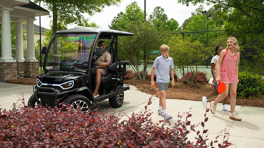 E-Z-GO Liberty 4F electric golf cart with four forward facing seats