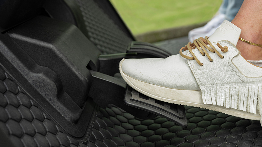 E-Z-GO IntelliBrake pedal in a golf course