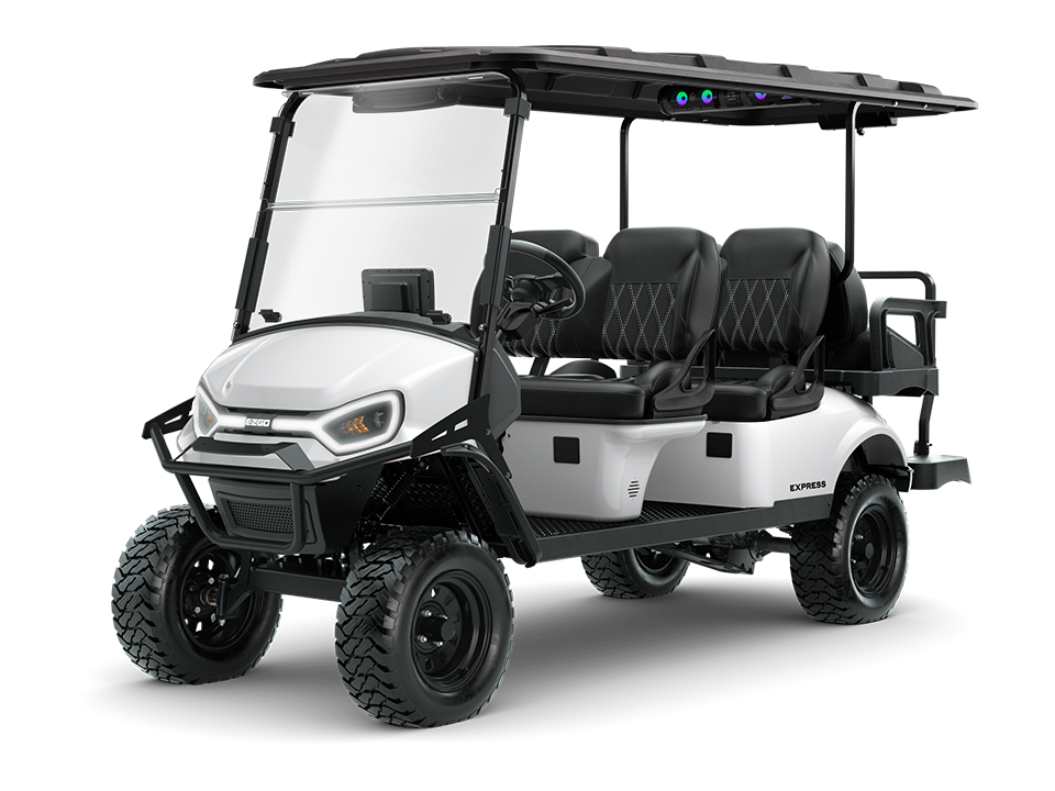 E-Z-GO's six-passenger golf cart, electric or gas cart the E-Z-GO Express 6