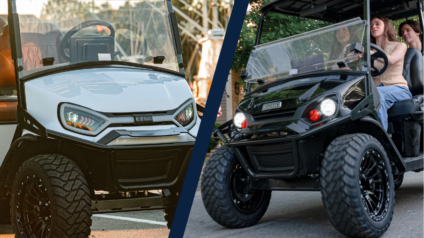 Select your way to ride with the choice between a customizable, multicolored headlight integrated into the front end, or E-Z-GO's standard LED headlights.