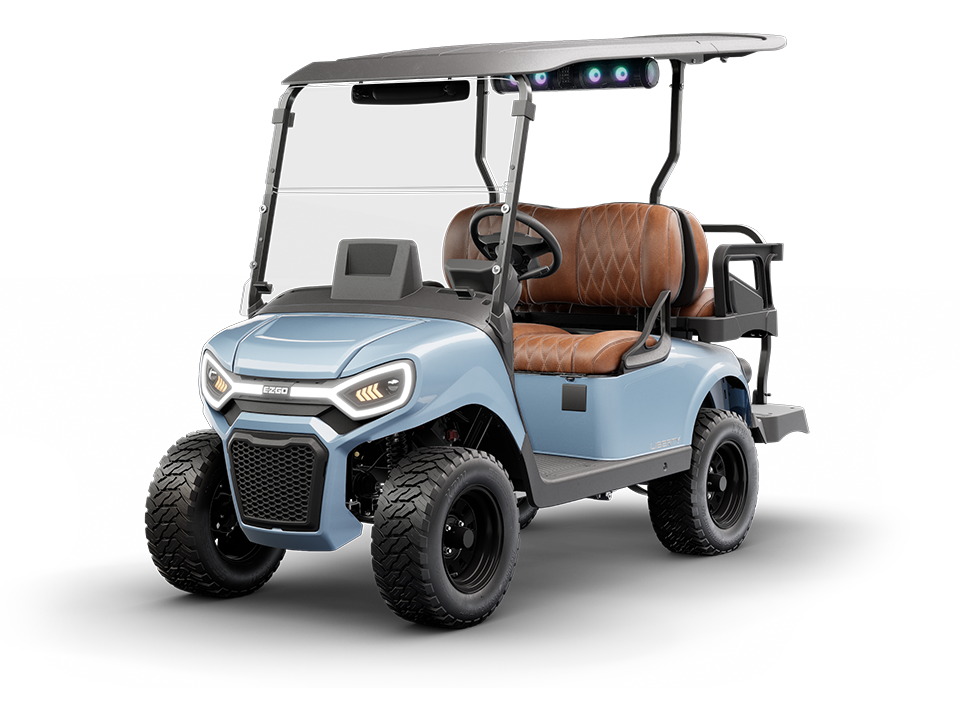 The E-Z-GO Liberty 4 is a two forward, two backwards four passenger gas or electric golf cart