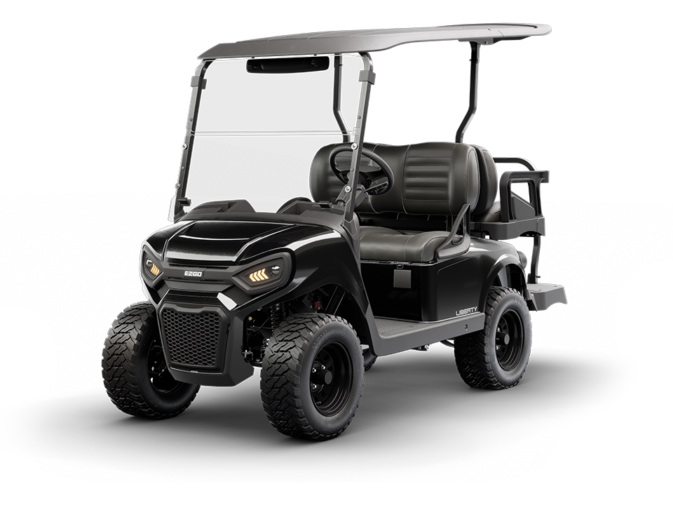 The E-Z-GO Liberty 4 is a two forward, two backwards four passenger gas or electric golf cart