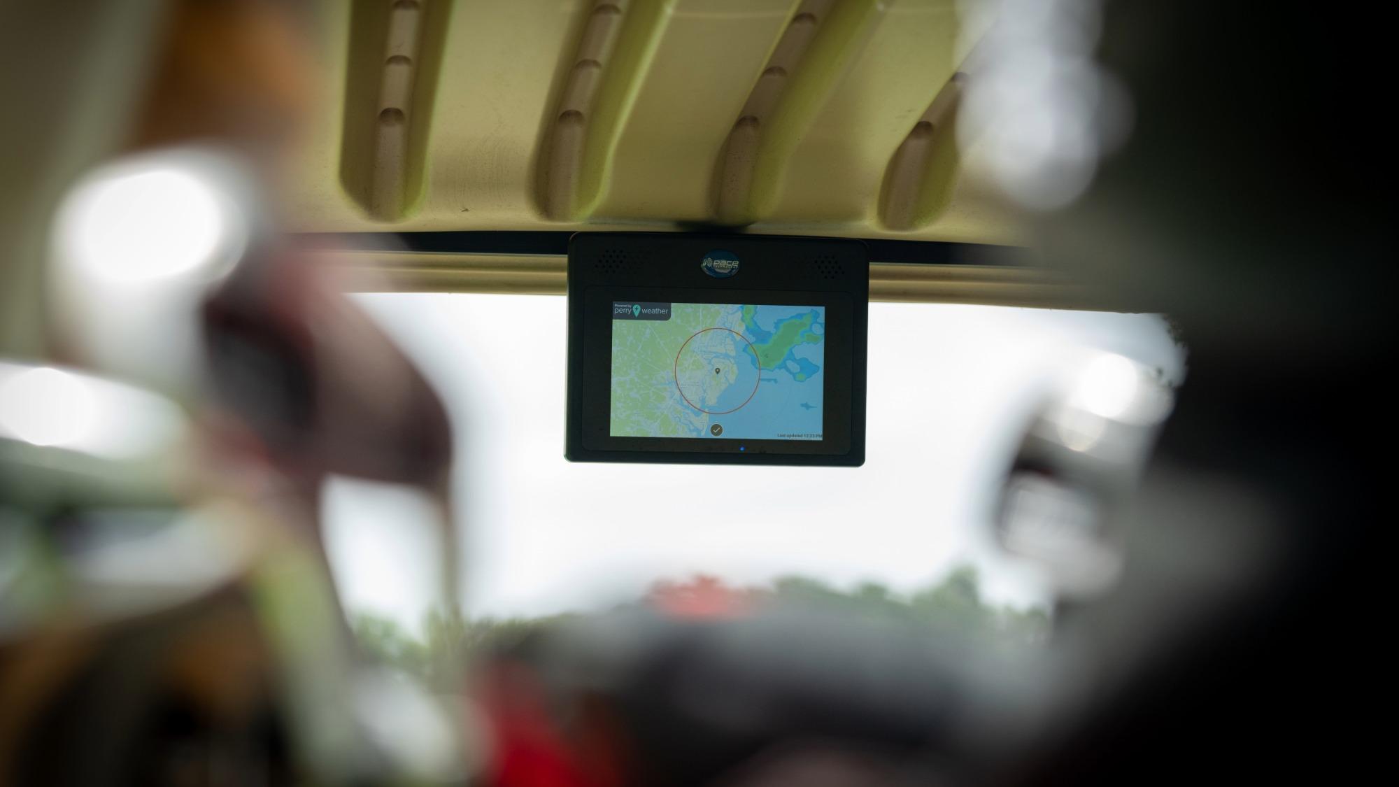 Pace Perry Weather screen on E-Z-GO fleet golf carts