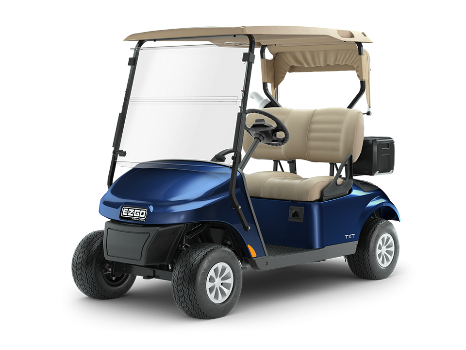 EZGO TXT Fleet Golf Cart with Top and Premium Seat Accessories