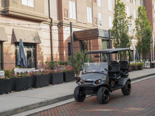 E-Z-GO Liberty packages electric vehicle in a shopping mall