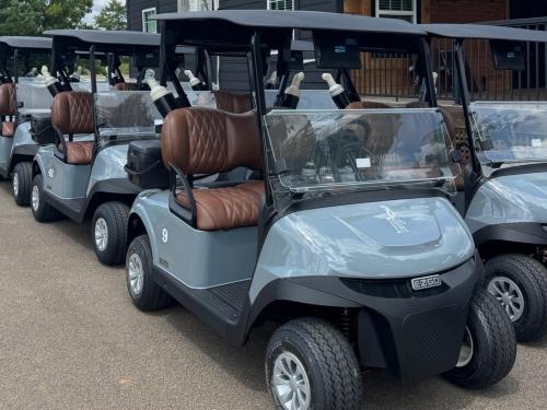 A fleet of E-Z-GO RXV ELiTE Lithium golf carts being delivered to 