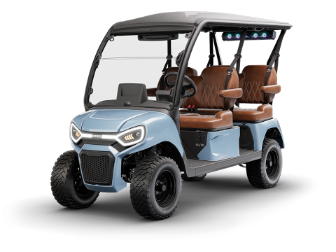 The E-Z-GO Liberty 4F is a four-forward four passenger gas or electric golf cart